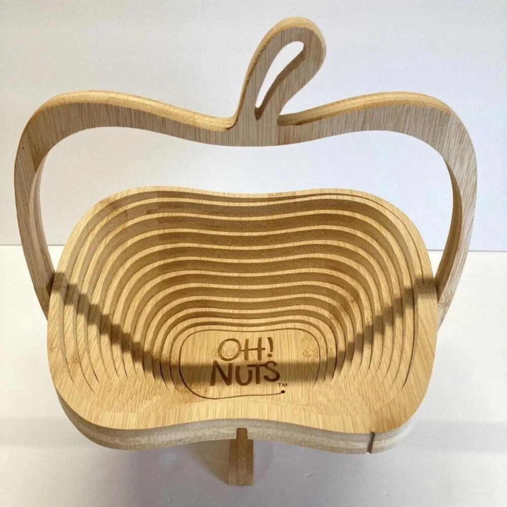 Oh! Nuts Bamboo Apple Collapsible Basket - Unique Decorative Storage